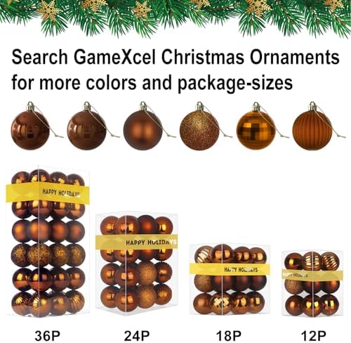 Bronze 1.6" Small Christmas Balls Christmas Tree Decoration Ornaments Shatterproof Hanging Balls for Birthday Halloween Holiday Wedding Decorations Set of 18pcs