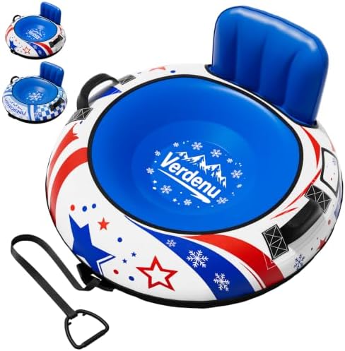 Inflatable Snow Tube with Canvas Cover & Backrest for Kids and Adults