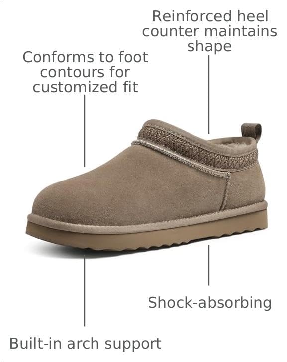 Litfun Genuine Suede Mini Boots for Women Faux Fur Lined Winter Ankle Boots