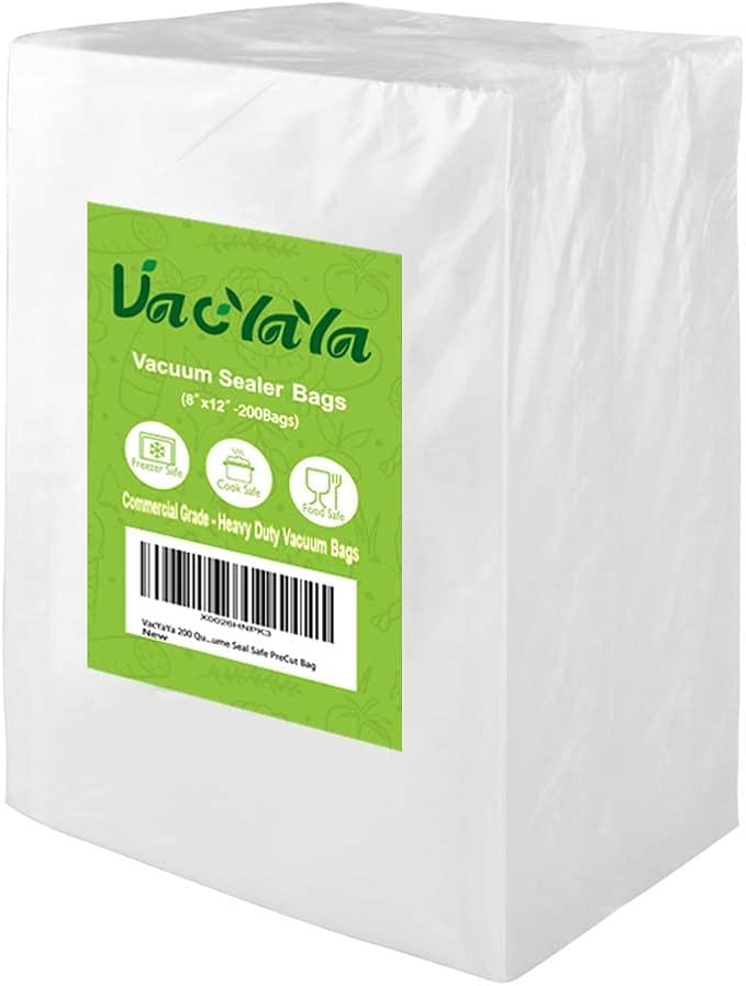 200 Quart Size 8 x 12 Inch Vacuum Sealer Freezer Storage Machine Bags for Food,Vac Seal a Meal Bags with BPA Free Sous Vide Vaccume Seal Safe PreCut Bag