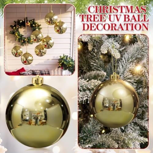 Threan 6 Inch Large Gold Shiny Christmas Ball Ornaments for Christmas Tree