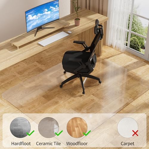 Clear Office Chair Mat for Hard Floors, Plastic Floor Protector for Chairs