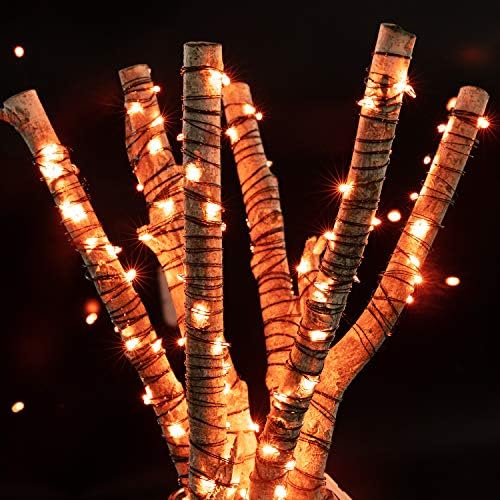 Brightown Halloween Orange Fairy String Lights: 12 Pack 7 Ft 20 LED Battery Operated Firefly Lights on Black Wire Starry Moon Lights for DIY Party Bedroom Patio