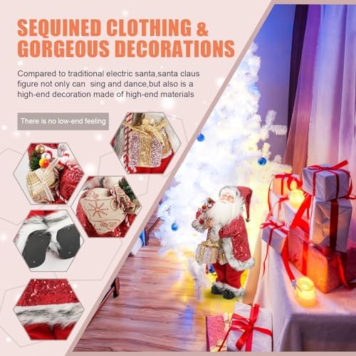 Gfilay 18 Inch Animated Santa Claus Figurine with Music and Movement