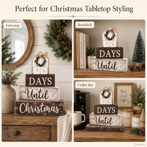 Christmas Countdown Decorations Indoor, Christmas Table Decor for Home