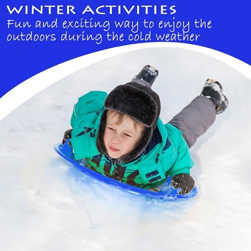 Slippery Racer Heavy-Duty Cold Resistant Downhill Pro Plastic Outdoor Winter Saucer Disc Snow Sled with Handles.