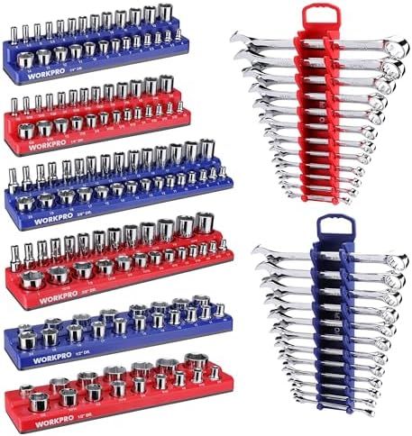 WORKPRO 8-Piece Magnetic Socket and Wrench Organizer Set