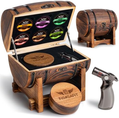 INSISART Whiskey Smoker Kit, Old fashioned Smoker Kit with Barrel,Charred
