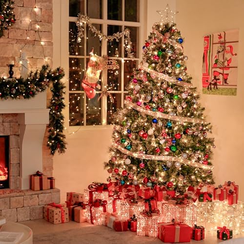 Hykolity 6 ft Prelit Artificial Christmas Tree with 350 Warm White LEDs