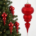 Soulchen 4 Pcs 12" Large Christmas Finial Drop Ornaments, Shiny, Red