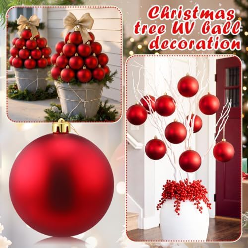 Threan 6 Inch Red Matte Large Christmas Ball Ornament