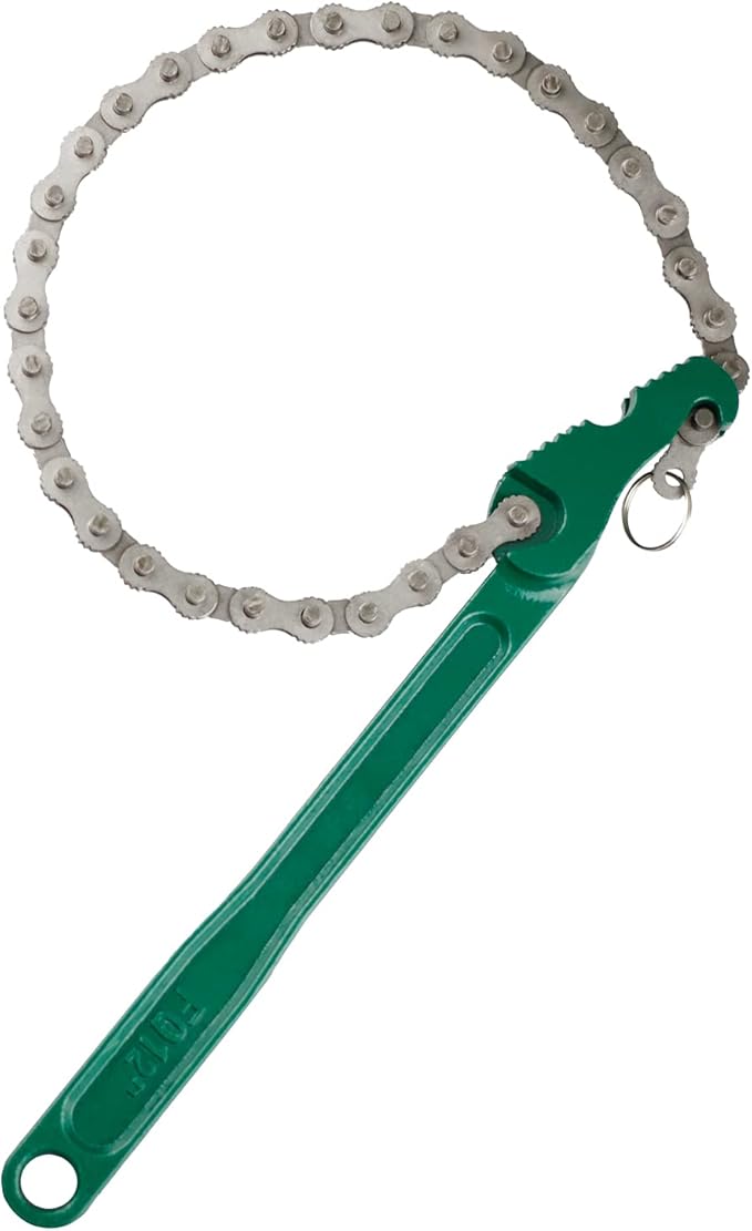 AUPREX 12 Inch Sturdy Carbon Steel Adjustable Heavy Duty Ratcheting Chain Oil Filter Wrench Reversible Chain Style Pipe Fitter With Multi-Purpose
