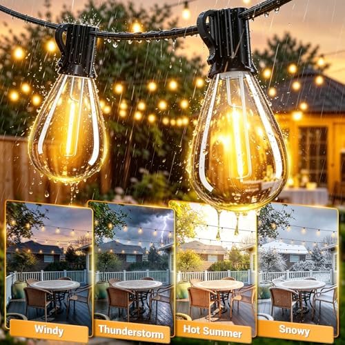 70FT Outdoor String Lights with Remote, Waterproof Patio Lights with 24+1 Shatterproof S11 LED Bulbs,2200K Low Voltage Adapter for Backyard Garden Porch Bistro Decor, Timer & Dimmer Modes