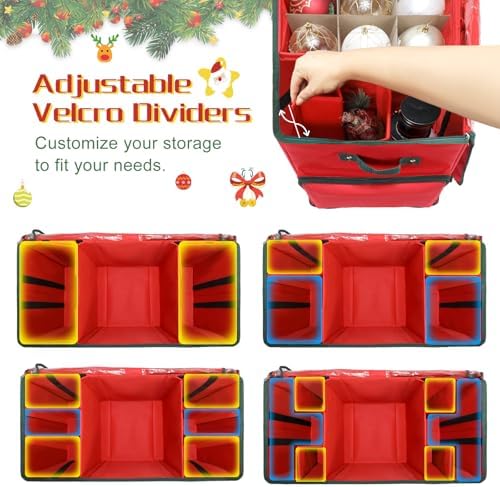 2-in-1 Christmas Ornament Storage Box Keeps 64-3"/36-4" Holiday Ornaments