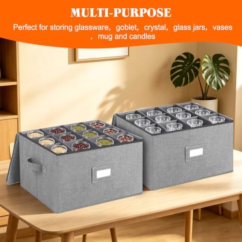 Stemware Storage Cases, Wine Glass Storage Box Containers with Dividers