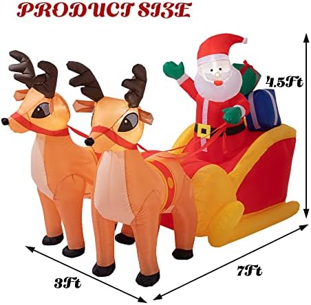 Sunnyglade 4.5x7FT LED Christmas Inflatables Santa & Reindeer Outdoor Decor