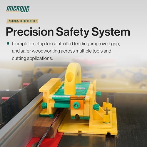 MICROJIG GRR-RIPPER Table Saw Push Block for Precision Cutting, Woodworking Safety Tool with Enhanced Grip Control, Router and Jointer Compatible, GR-200AIR