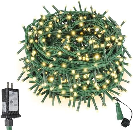 ASENEK Extra Long Christmas Decorative Outdoor String Light 197 Feet 600LED 8 Modes Indoor Lights with Timer, Outdoor Indoor Fairy Lights Christmas Tree Patio Garden Holiday Warm White