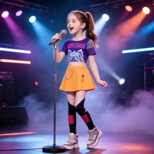 Pop Star Costume Kids Girls Fantasy Stage Outfit Halloween Costumes Set