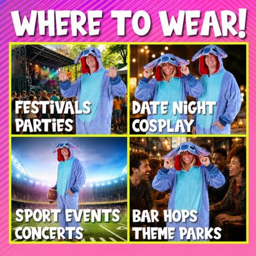 Funziez! Slim Fit Adult Onesie - Animal Costume - Plush Unisex Halloween One Piece Cosplay Suit for Women and Men