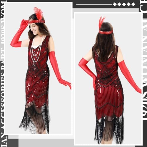 1920s Couples Costume Set Flapper Dress Hat