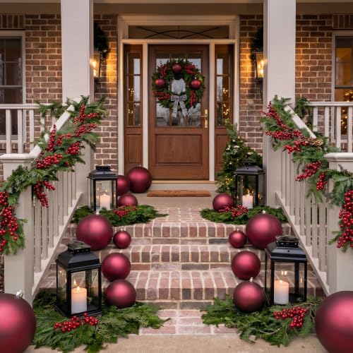 Threan 6 Inch Burgundy Matte Large Christmas Ball Ornament