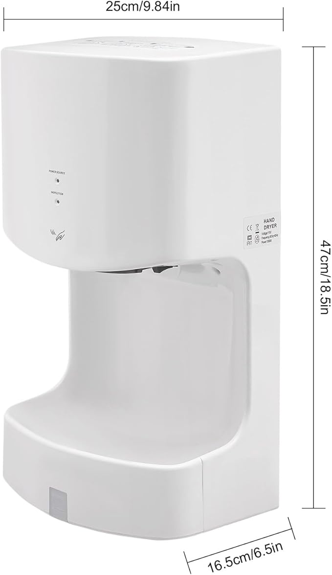 Commercial Automatic Hand Dryer, Wall-Mounted Air Wiper with Drip Tray 1000W High Speed Warm & Cold Wind for Home Shopping Mall Business Restroom