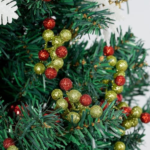 Fangoo 20 Pack 7 Inch Artificial Green Red Berry Picks for Christmas Tree