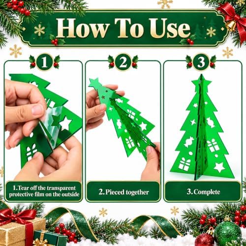 6 Pcs Christmas Acrylic Tree Table Centerpieces, Xmas Tree Tabletop Decor