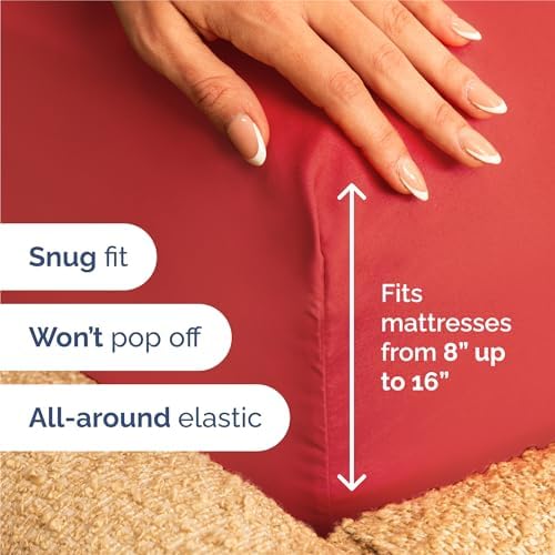 Split King Size 5 Piece Sheet Set - Comfy Breathable & Cooling Sheets - Red