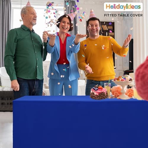 HolidayIdeas 4-Pack 4ft Open Back Fitted Tablecloths for Craft Shows Royal Blue