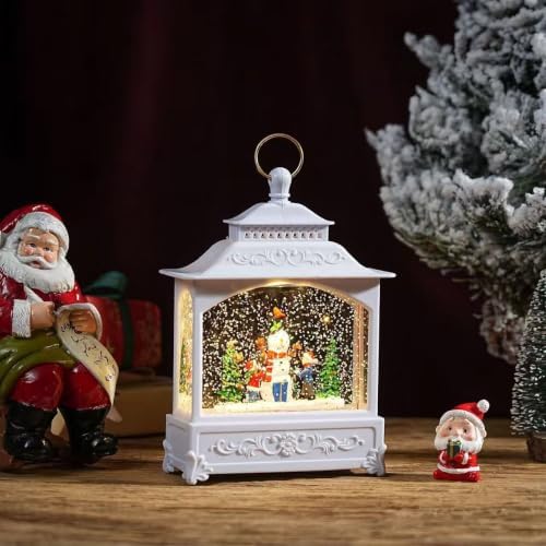 Christmas Snow Globe Lantern，White‑Snowman & Kids