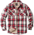 Men's Sherpa Cotton Flannel Shirt Jacket Plaid Button Coat Pocket
