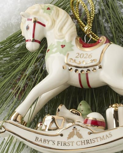 Lenox 2026 Babys 1st Christmas Vintage Rocking Horse Ornament