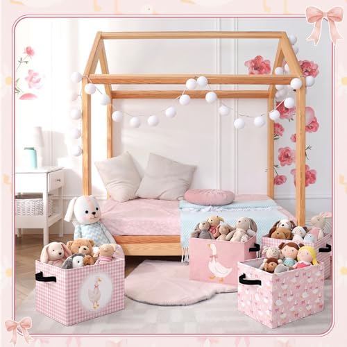 CHENGU 6 Pack Pink Silly Goose Storage Bin Cute Collapsible Storage Basket