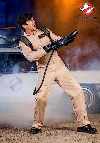 Deluxe Adult Ghostbusters Halloween Costume | Men's Ghostbusters Jumpsuit Uniform with Proton Pack & Classic Name Tags