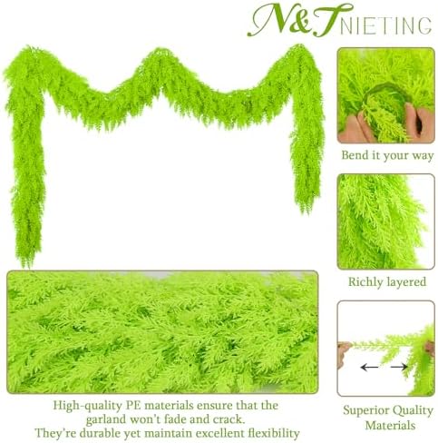 9Ft Christmas Cedar Garland, Lime Green Real Touch Christmas Decorations