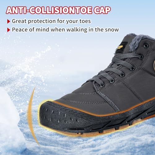 Mens Snow Boots, Mens Winter Boots, Mens Winter Trekking Snow Boots, Winter Boots for Men Waterproof Fur Lined Warm Winter Boots Men Lace up Snow Ankle Shoes Outdoor Anti-Slip Lightweight Hiking Boot