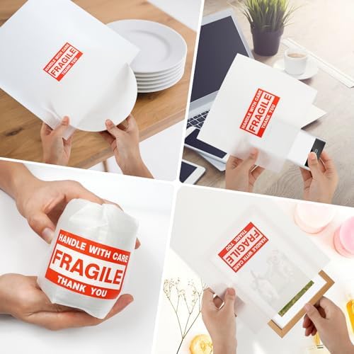 560Pcs Dish Packing Supplies for Moving, 280Thickened High-Density Foam Wrap Pouches & Sheets for Plates and Fragile Shipping Storage, 4 Sizes (16x12",12x12",12x7.8",7.8x7.8")with 280 Fragile Stickers