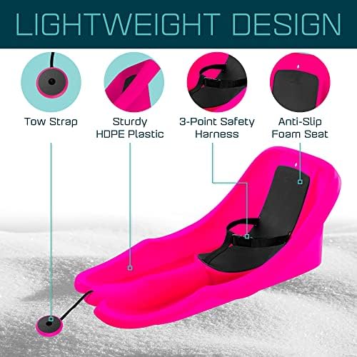 Gizmo Riders Baby Rider, Toddler Sled - 3-Point Harness, Anti-Slip Seat, Retractable Tow Strap, Durable Plastic, Ideal for 6 Months to 3 Years, Supports Up to 55 lbs, Winter Fun for Little Ones