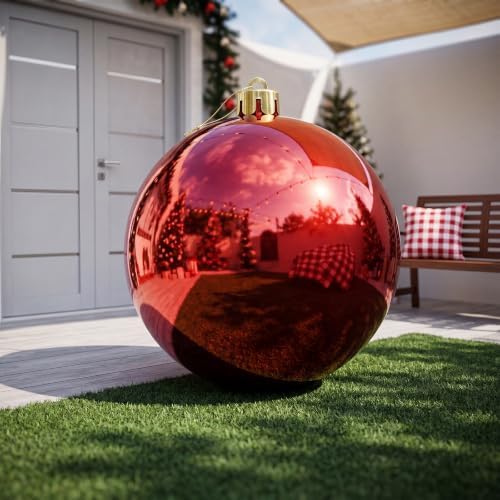 Threan 12 Inch Large Burgundy Shiny Christmas Ball Ornaments