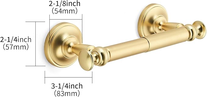 khtumeware Double Post Toilet Paper Holder Brushed Gold Tissue Roll Holder for Bathroom Organization and Storage Single Double Toilet Tissue Holder Wall Bathroom Accessories (1-Pack)