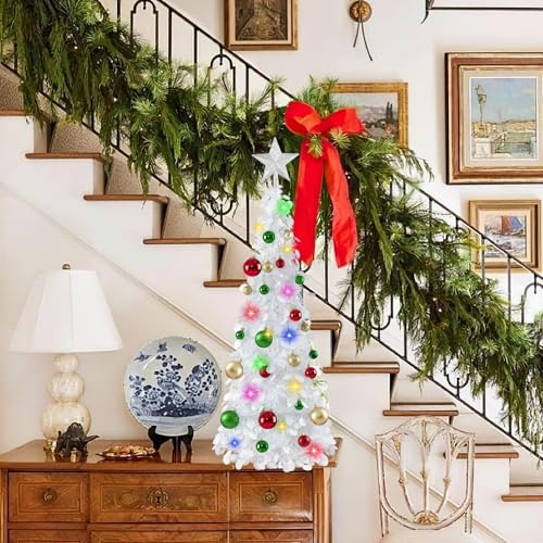N&T NIETING Pop Up Christmas Tree with Lights & Ornaments, 3FT, White