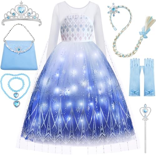 Davvew Princess Dresses for Girls Light Up Princess Costume for Little Girls Christmas Halloween Costume for Kids Toddler