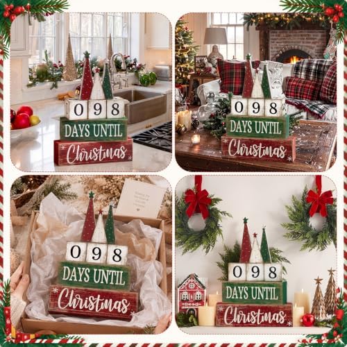 Moucuny 6 Pcs Christmas Countdown Decorations, Christmas Table Decor Home
