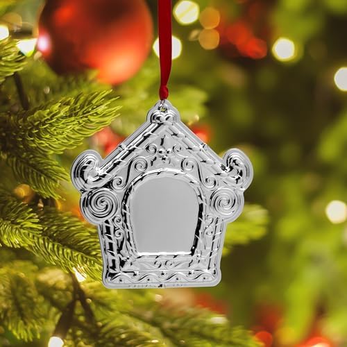 Wallace 2023 Silver Plated Gingerbread House Engraveable Ornament, 11th Edition
