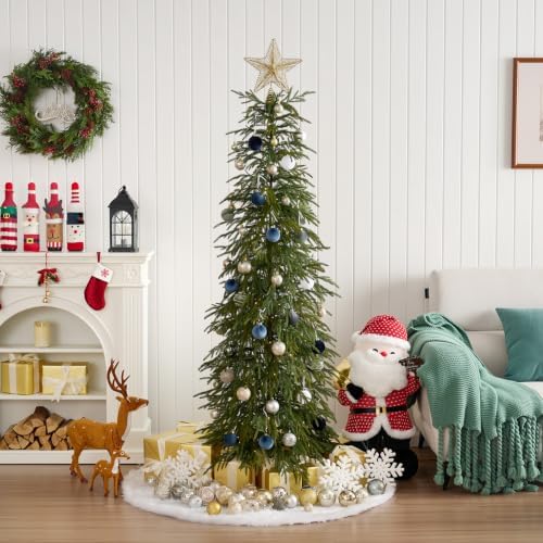 VeriNaTural 6ft Prelit Christmas Tree with Lights, Skinny Pencil Xmas Tree