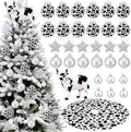 32 Pcs Cow Christmas Tree Decorations Cow Tree Topper Christmas Balls Skirt Xmas Western Cowhide Ornaments for Farmhouse Country Home Xmas Gift