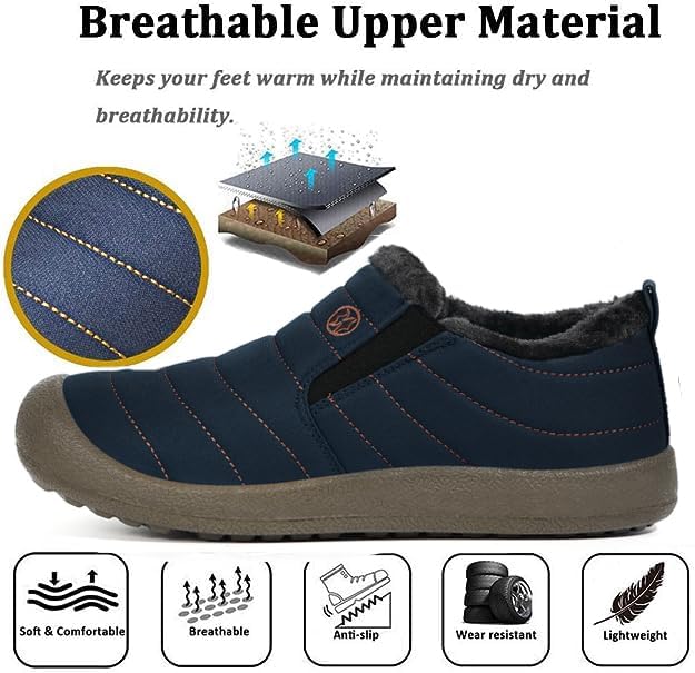 Eagsouni Womens Mens Snow Boots Winter Slip On Shoes