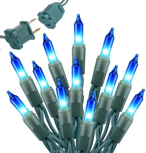 Brightown Blue Christmas Lights, 20FT 100 Count Incandescent Mini String Lights, Connectable Waterproof Fairy Light Christmas Decorations for Indoor Outdoor Xmas Tree Garland Garden Patio Party Decor